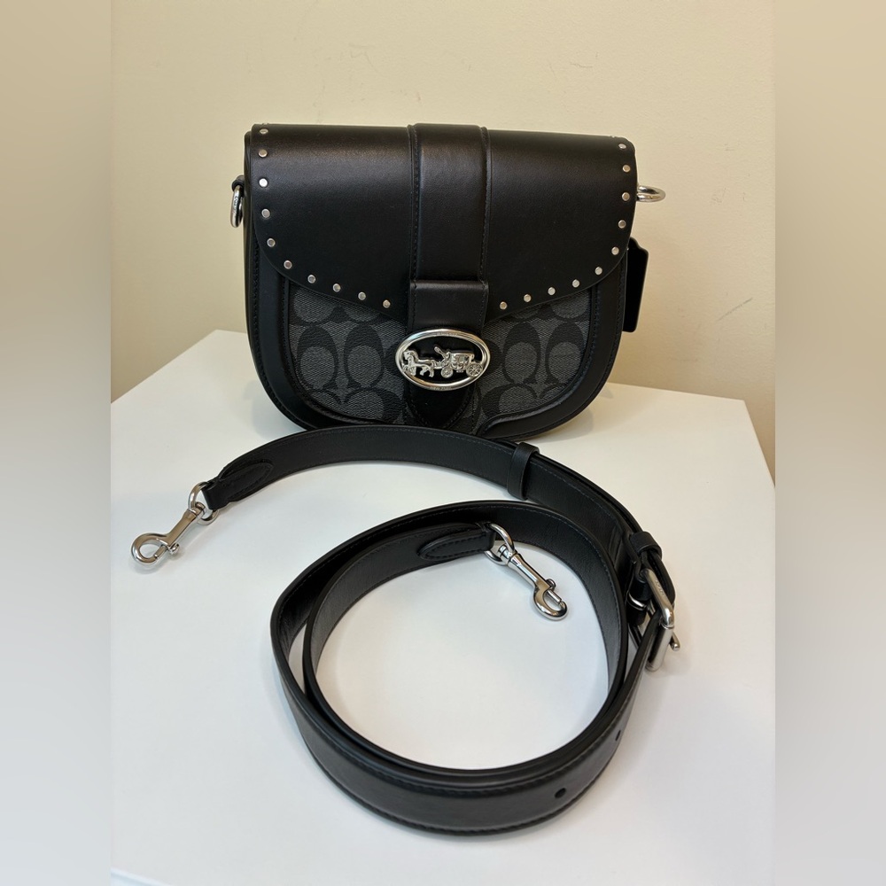 Coach Georgie Saddle Crossbody Black Graphite